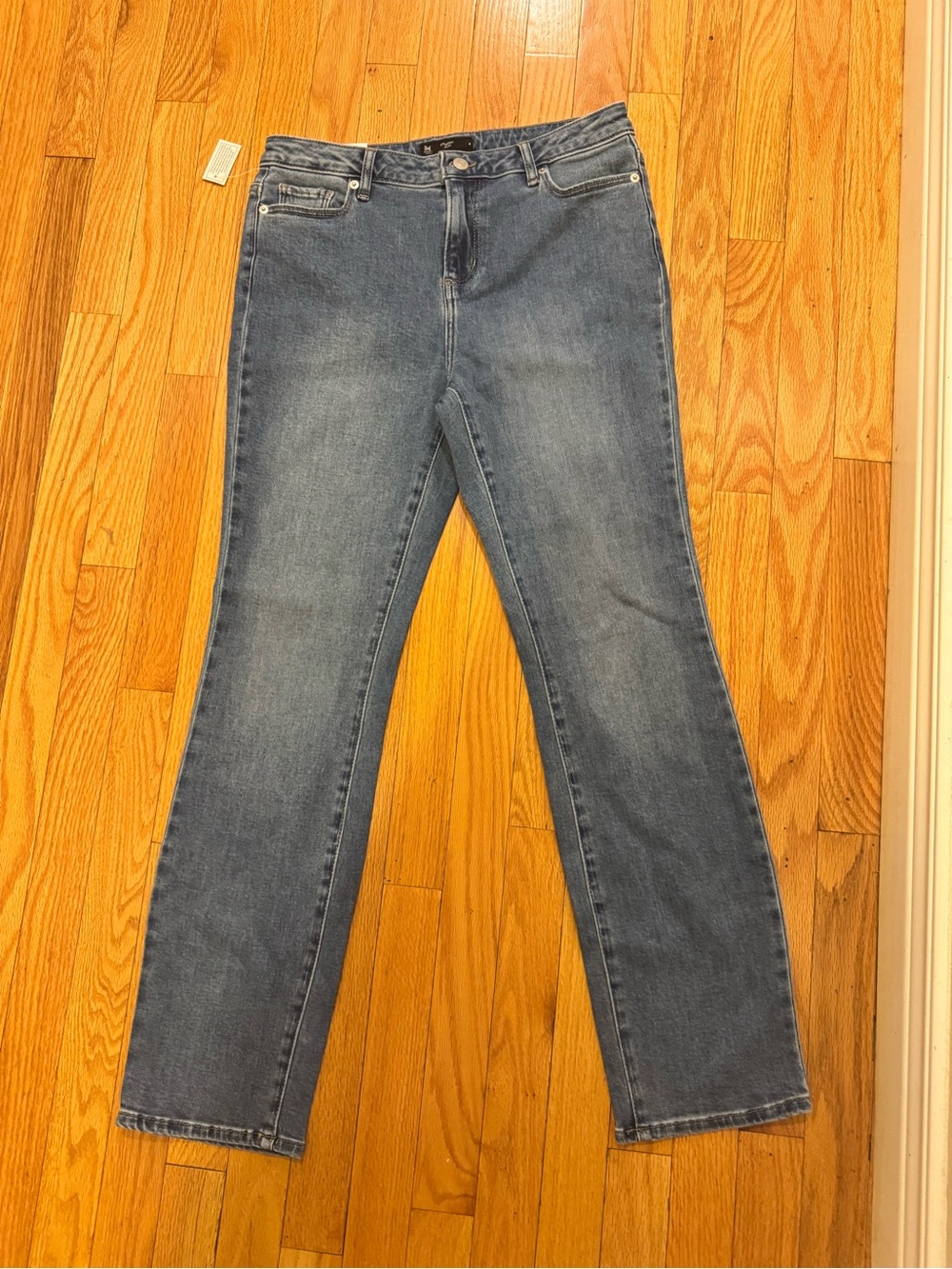 Express Straight Leg Jeans in Light Blue Denim